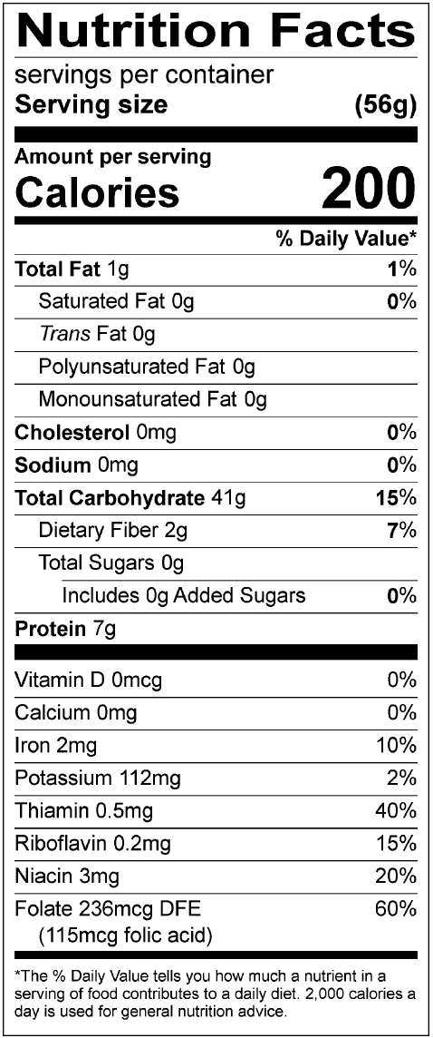 nutrition label