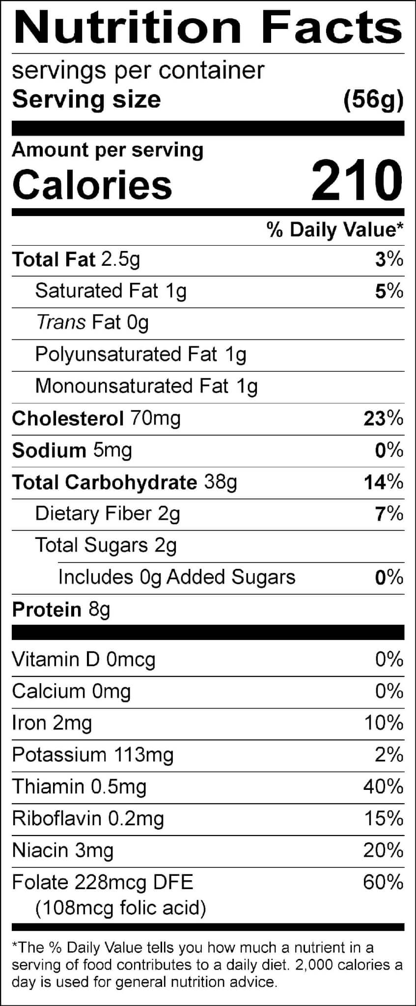 nutrition label