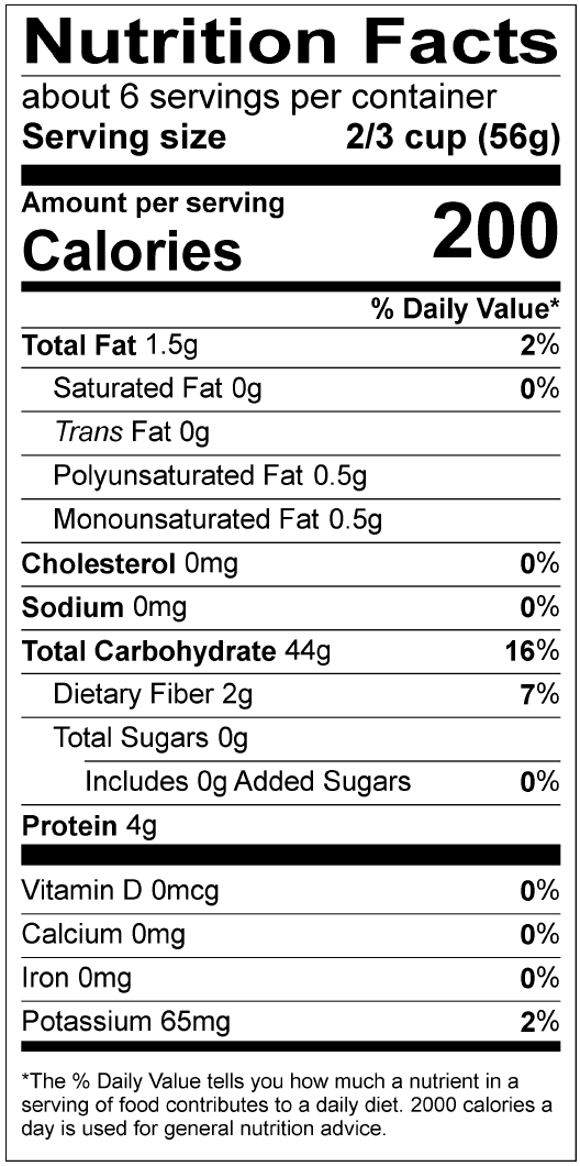 nutrition label